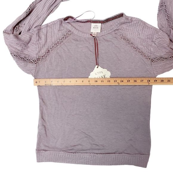 Knox Rose Women's Small Waffle Knit Pullover Henley Boho Hippie Sweatshirt - Picture 10 of 12